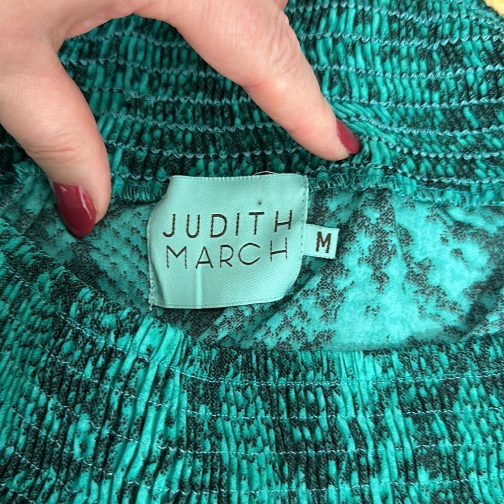 Judith March Green Snake Print Embroidered Off The Shoulder Top Size M - Picture 5 of 11